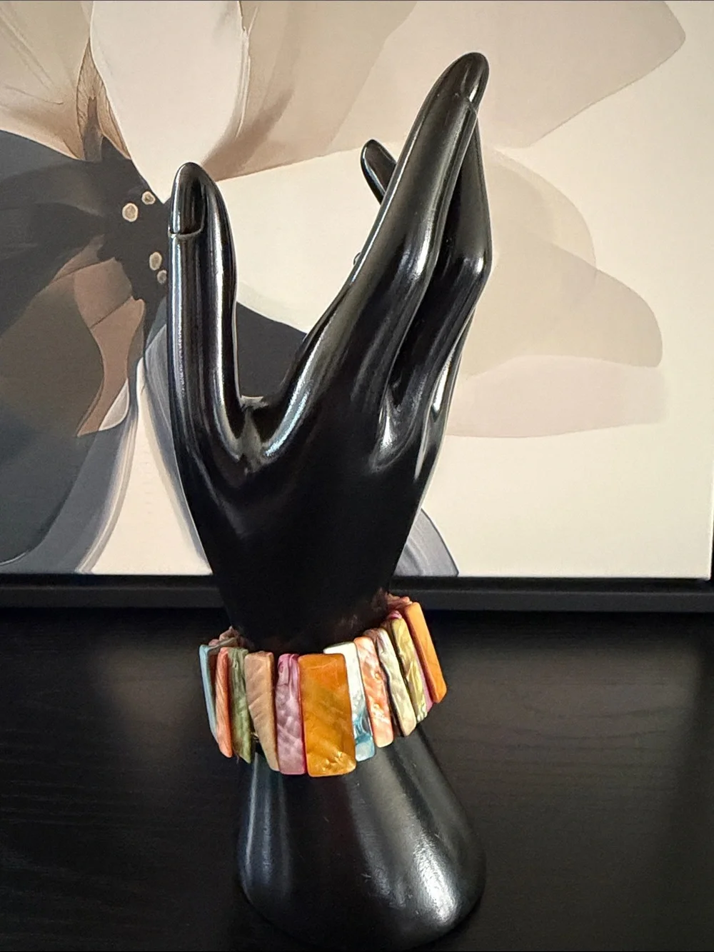 Vintage 80’s Abalone Mother of Pearl Stretch Bracelet